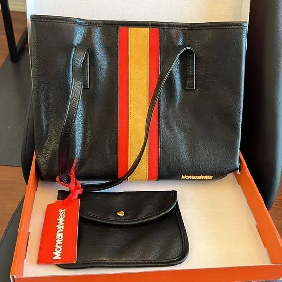 Montana West Black Stripe Women's Shoulder Bag - Picture 4 of 6